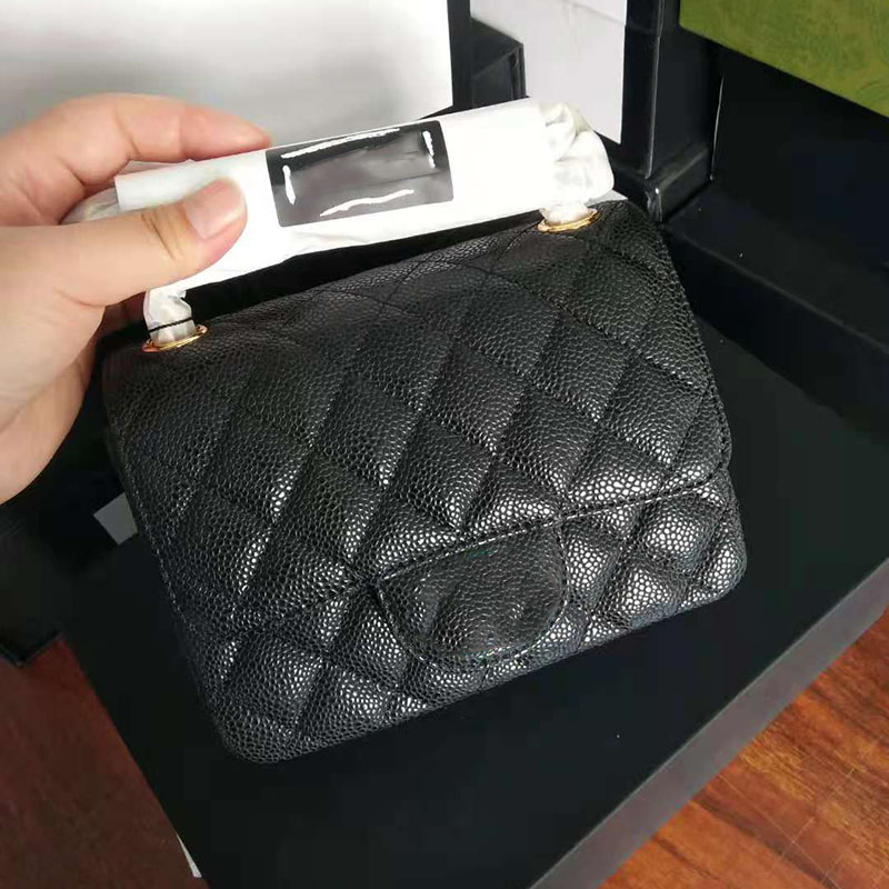 

17C/20C/25C Womens Classic Double Flap Caviar Leather Bags Mini Small Cowhide Crossbody Matelasse Gold/Silver Chain Underarm Armpit Shoulder Designer Handbags, Box