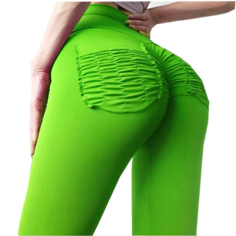 

Women's Scrunch Ruched BuLifting Booty Enhancing Leggings High Waist Push Up Yoga Pants With Pockets Candy Color Hot Sell, As picture