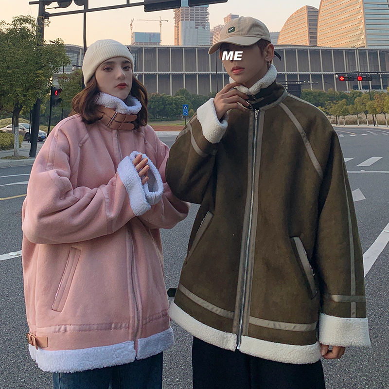 

2021 New Winter Lamb Fur Jacket Men's Warmth Fashion Retro Casual Thick Men Loose Korean Couple Clothes Mens Short Coat S- Ev3g, Coffee
