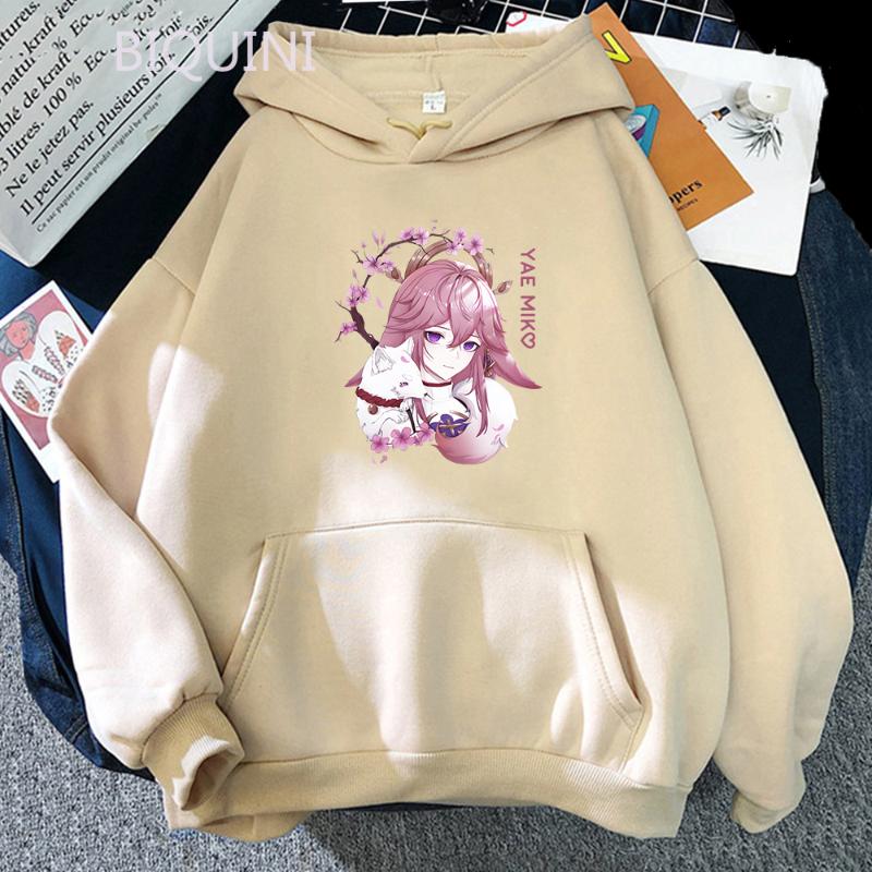 

Men's Hoodies & Sweatshirts Yae Miko Hoodie Women Harajuku Y2k Kawaii Genshin Impact Unisex Funny Pullover Sweatshirt Hoody Men Tops, White 1