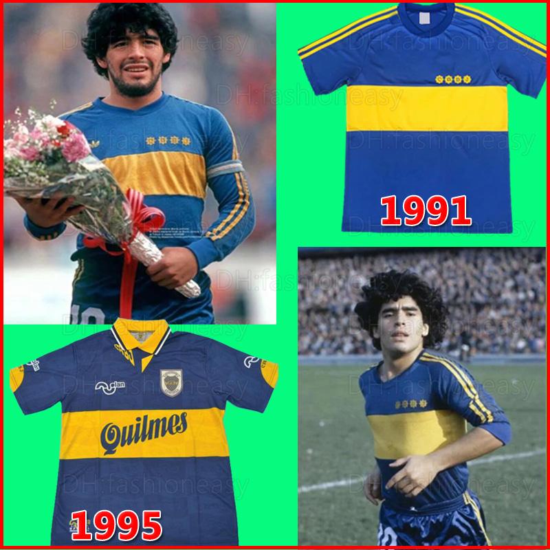 

1981 Top Boca Juniors Retro Long sleeve Soccer Jersey Maradona ROMAN Caniggia PALERMO short sleeves Retro football shirt, 01boca 1995