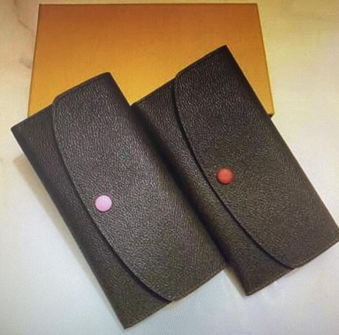 

Classic EMILIE Flap Button Women Long Wallets Fashion Exotic Leather Zipper Coin Purse Woman Card Holder Clutch Bag M60697 M61289 N63544 -2, Brown flower burgundy inside