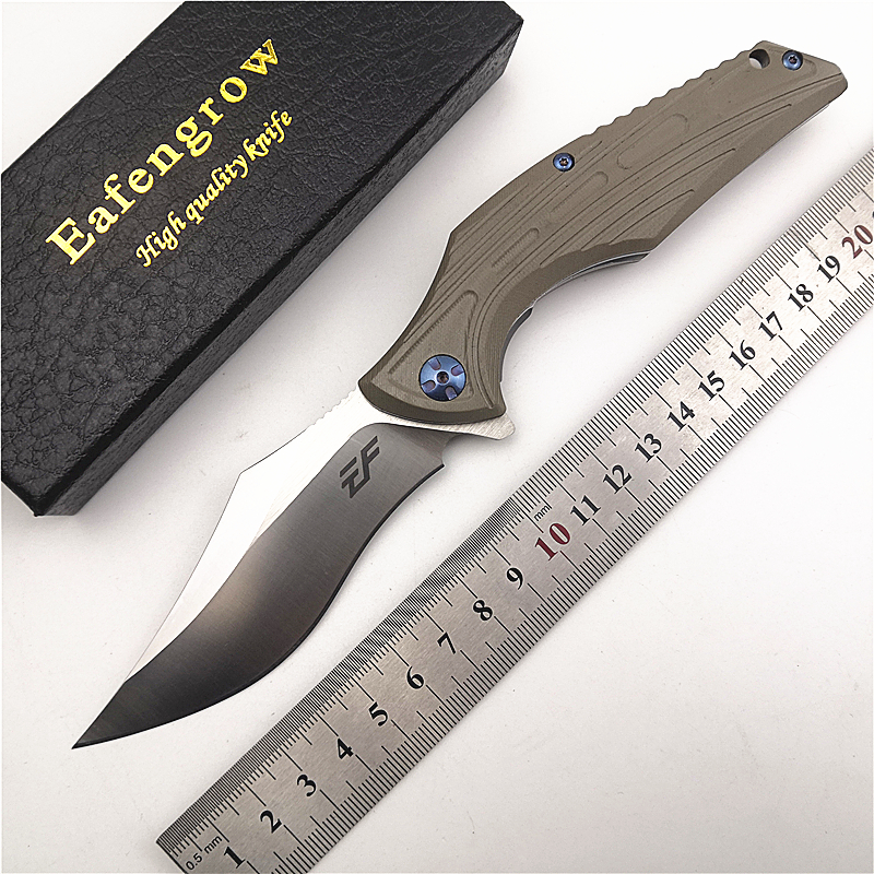 

Eafengrow EF924 D2 blade Outdoor Folding Knife G10 handle Flipper Utility EDC Pocket Tactical Survival Hunting Fishing Camping Knives