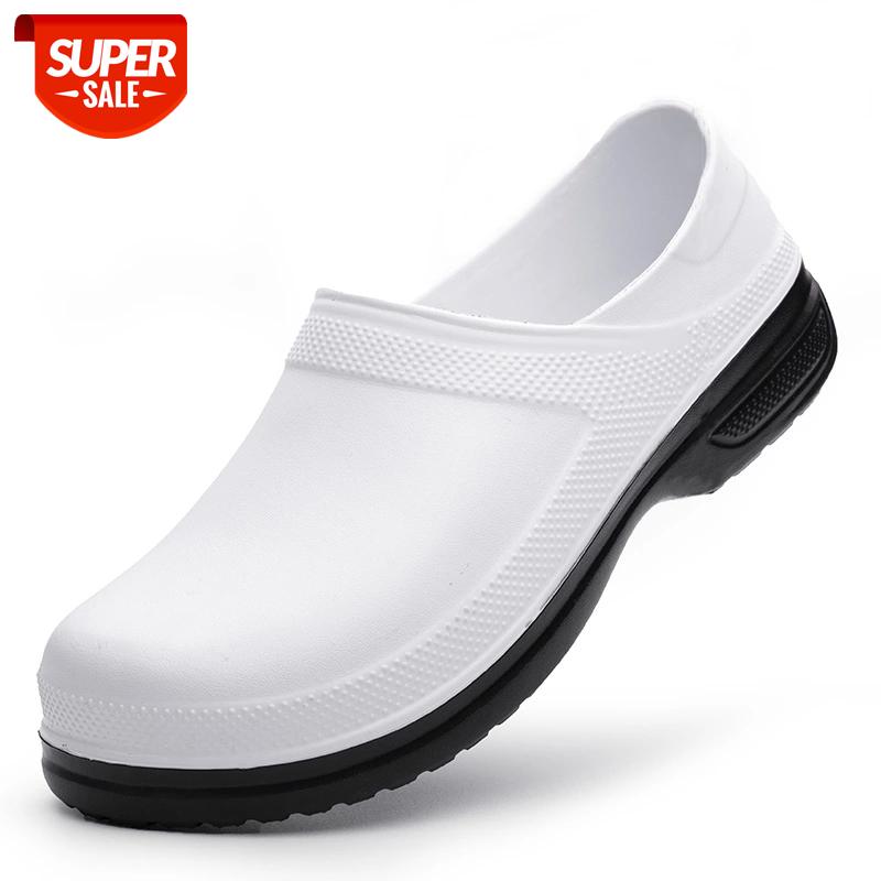 

EVA Hotel Kitchen Clogs Non-slip Waterproof Oil-proof Work Shoes Resistant Cook Chef Shoes For Men Sandals Plus Size 39-49 #E195, Black