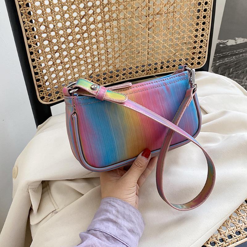 

Classic Crossbody Bags for Women Birthday Gifts Fashion Rainbow Women Handbag Tote Casual PU Leather Small Underarm Shoulder Bag, As pic