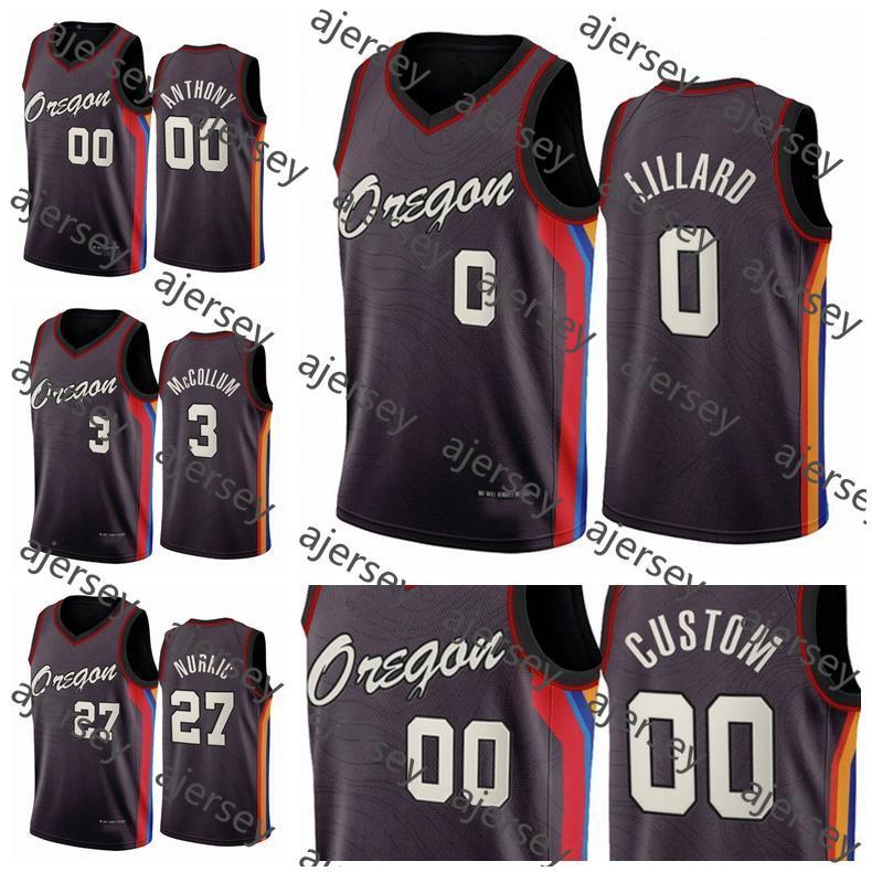

Portland Trail Blazers Men Damian Lillard Carmelo Anthony C.J McCollum 2020/21 Swingman City NBA Basketball Jersey, Black;red