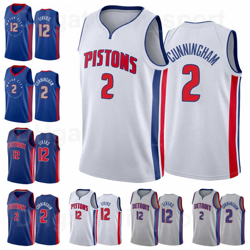 

Print Basketball Isaiah Livers Jersey 12 Kelly Olynyk Cade Cunningham 2 Blue Red Grey White Team Color For Sport Fans Breathable Custom Name