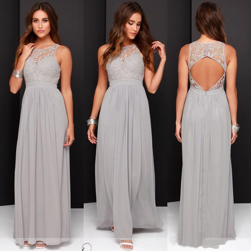 

Chiffon Long Bridesmaid Dresses 2021 Cheap Plus Size Bridesmaid Dresses Custom Made See Through Back Blue Gray Bridesmaid Gowns