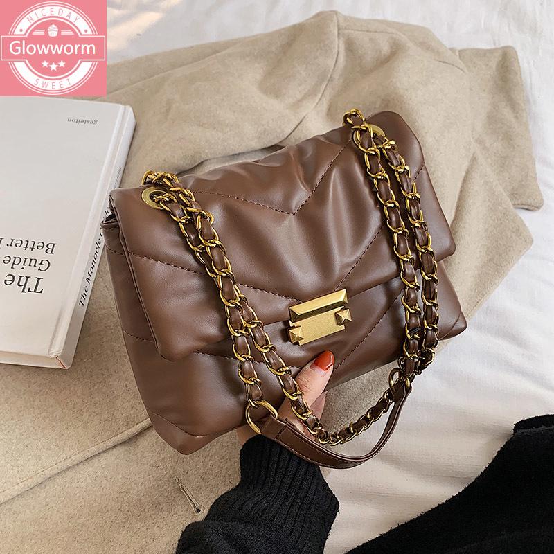 

Fashion Lingge Chains Women Shoulder Bags Designer Quilted Handbags Luxury Pu Leather Crossbody Bag Lady Small Flap Purses 2021, Black