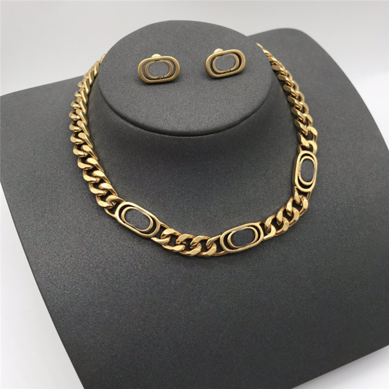 

Trendy Designer Letter Necklace Cuba Hip Hop Earrings Bracelet With Stamps Women Girl Punk Style Jewelry Sets, As pic