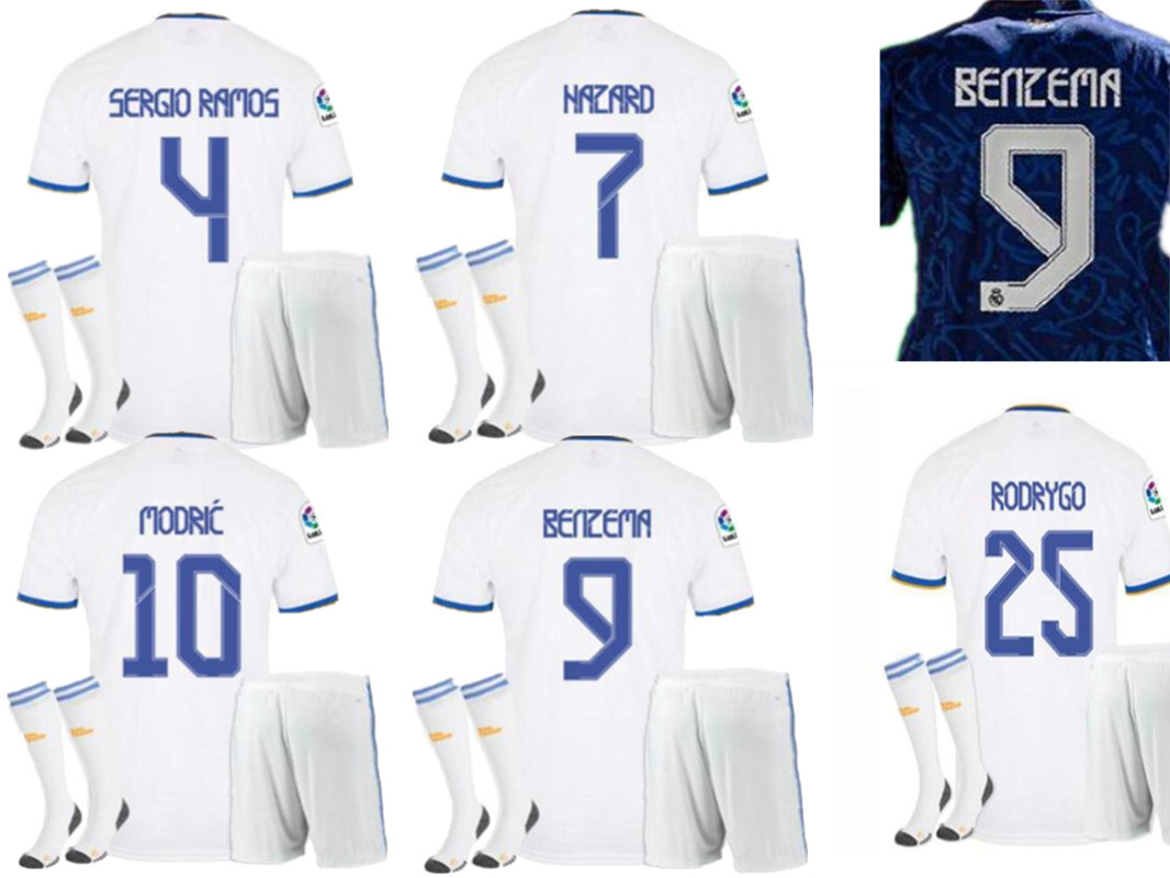 

2021 2022 REAL MADRID soccer jerseys 21 22 ALABA HAZARD SERGIO RAMOS BENZEMA MODRIC ASENSIO camiseta men + kids football shirt, Adult shirt