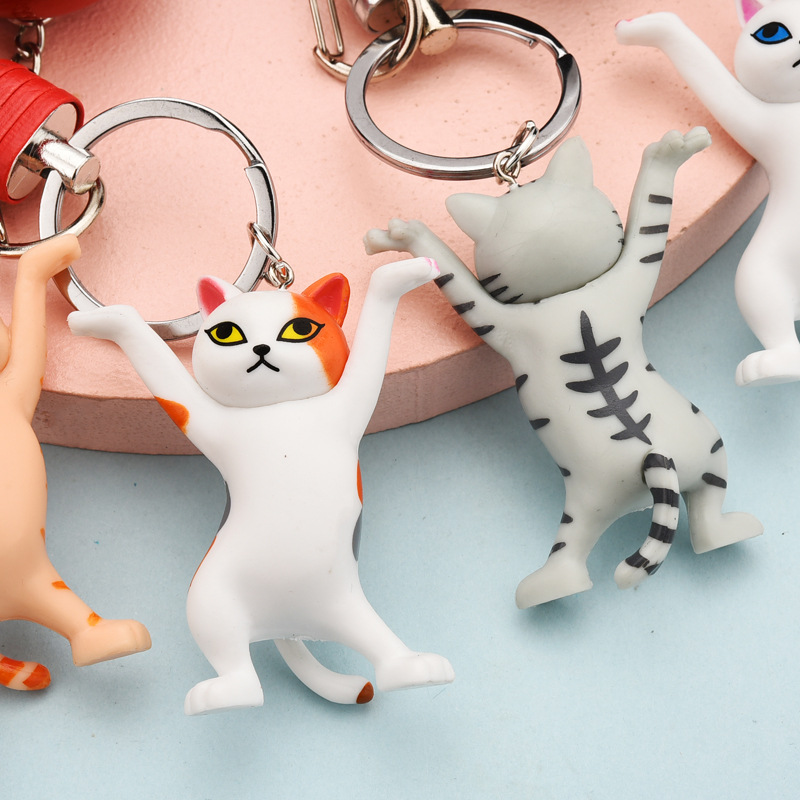 

5 Types of Thundercats Keychains Cute Dancing Cat Ornaments Mobile Phone Bag Charms Small Gifts for Girls Car Key Chain Acces