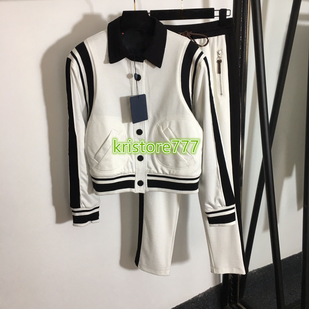 

2021 Women's Girls Mongram Outwear Sets Sweateshirt Tops Shirts Jackets Coat+Legging Long Pants Trouser Runway Jersey Jogging Activewear Set, White