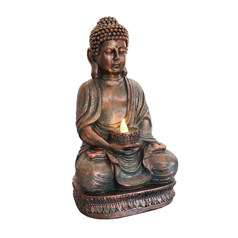 

Meditation Sitting Buddha Solar Lamp Outdoor Garden Terrace Statue Lamp Decoration