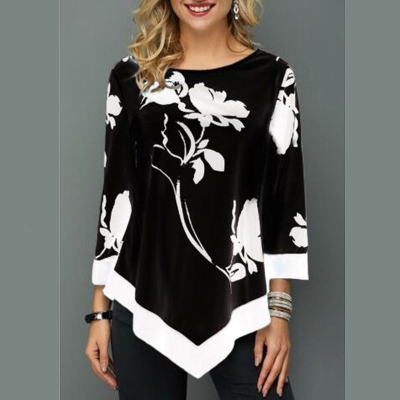 

2021 New Summer Womens Tops and t Plus Size Shirt Floral Laydies Office Top Long Sleeve Women Casual Workear Shirts Nxz1, Green
