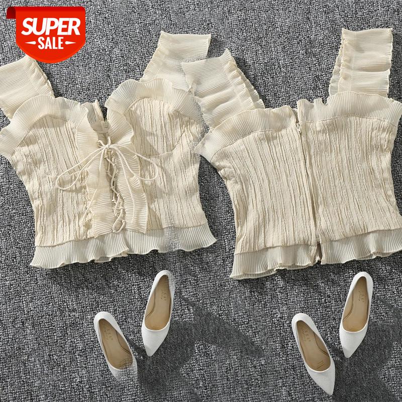 

2019 New Summer Autumn Bustier White Black Tank Top Female Sexy Bandage Sleeveless Crop Top Zipper Woman Clothes #Bv7F