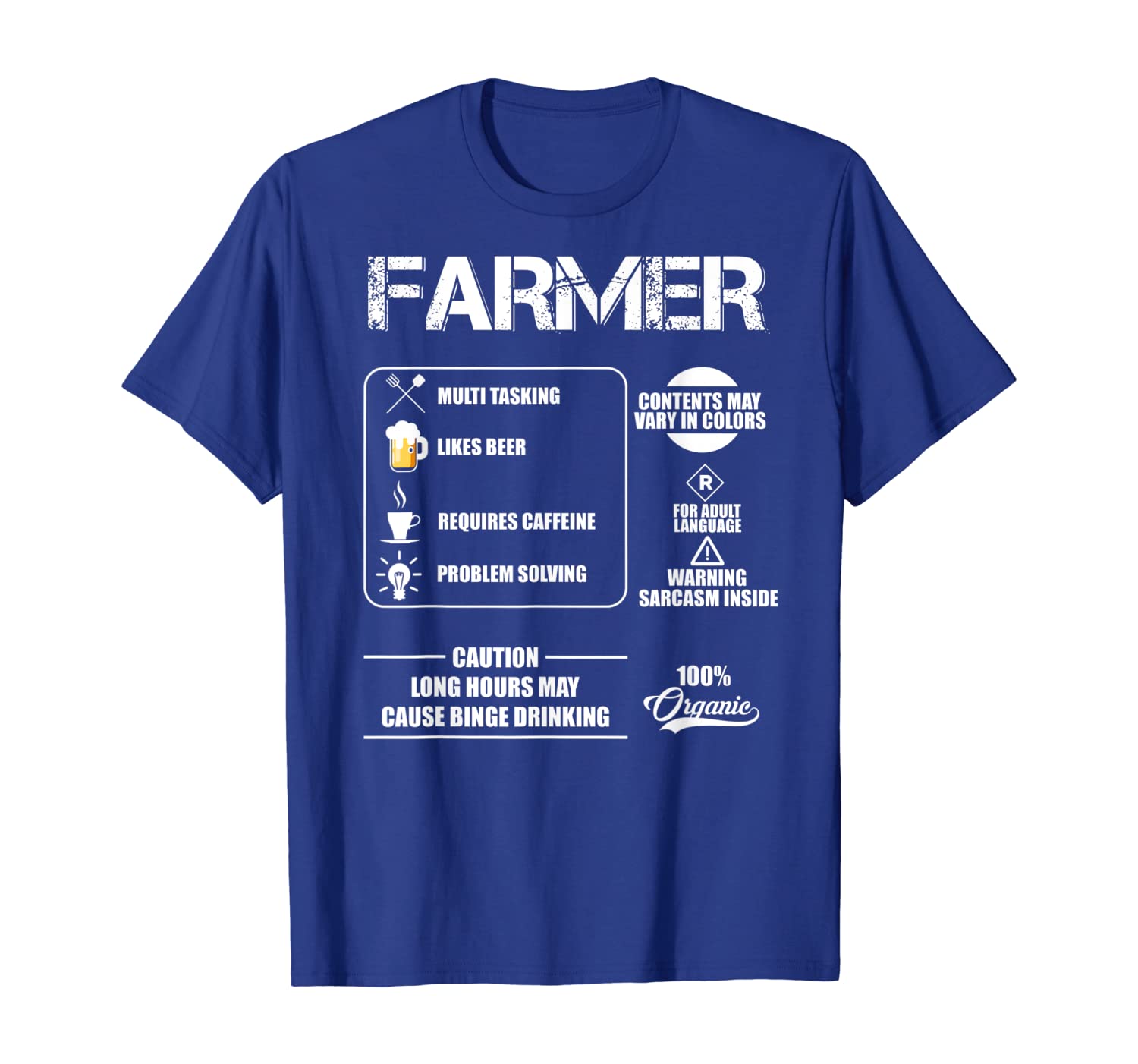 

funny farmer characteristics farming cool t-shirt gift, White;black