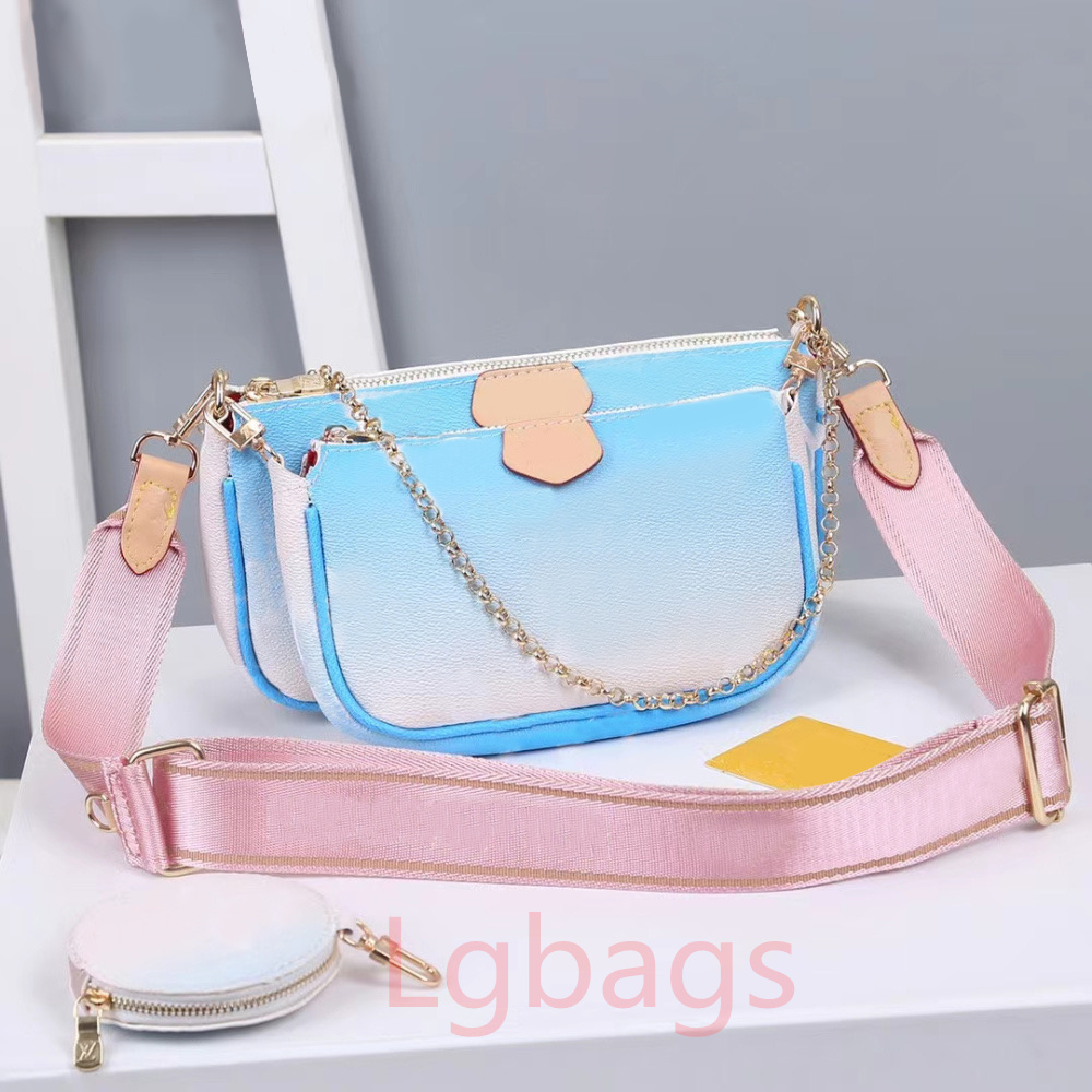 

3 Pieces/Set Favorite High Quality Designer Multi Pochette Accessories Handbag Purse Genuine Leather Flower Shoulder Crossbody Lag Ladies Purses, Shipping packaging bag