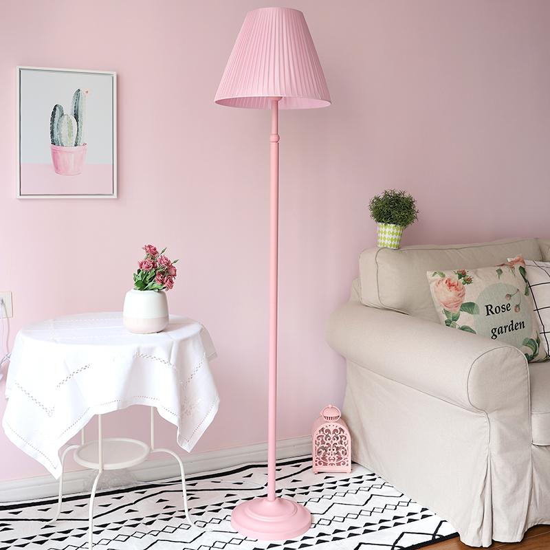 

Floor Lamps Pink Children Lamp For Living Room Decoration Nordic Simple Girl's Bedroom Cloth Lampshade Standing Light Luminaire