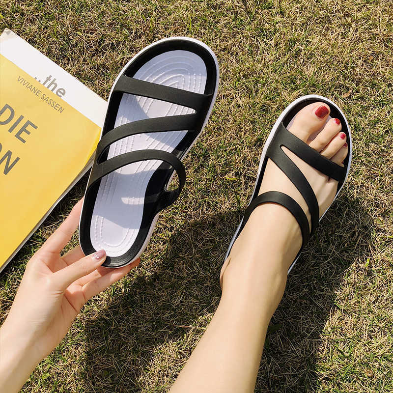 

Flat Sandals Women Slides Summer Beach Slipper Rubber Clogs Jelly Casual Hole Shoes Woman Sandal Slippers Sandalias 210608, Blue