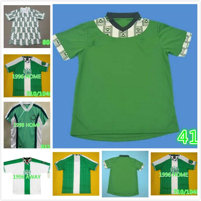 

1994 1996 1998 Retro Soccer Jerseys Kanu Okocha Finidi Babangida Yekini Amokachi Vintage Football Kit Classic Shirt Tops, Black;yellow