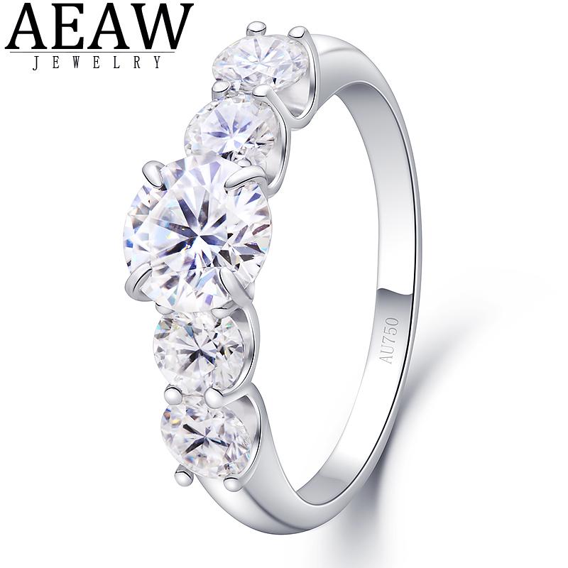 

Cluster Rings 2.2s 6.5mm D Color VVS1 Round Excellent Cut Moissanite Wedding Engagement Ring Solid 18K White Gold Fine For Lady, Golden;silver