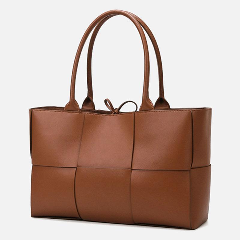 

Evening Bags Woven Large PU Leather Clamshell Personality Wild Messenger Bag High Capacity Shoulder Fashion Trendy Luxury Handbag 2022