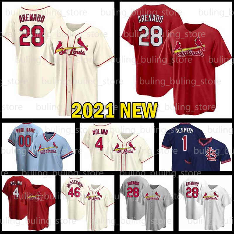 

28 Nolan Arenado 2021 Custom Cardinal Baseball Jersey 4 Yadier Molina Paul Goldschmidt St Louis Ozzie Smith Jerseys 22 Jack Flaherty 45 Bob, Blue;black