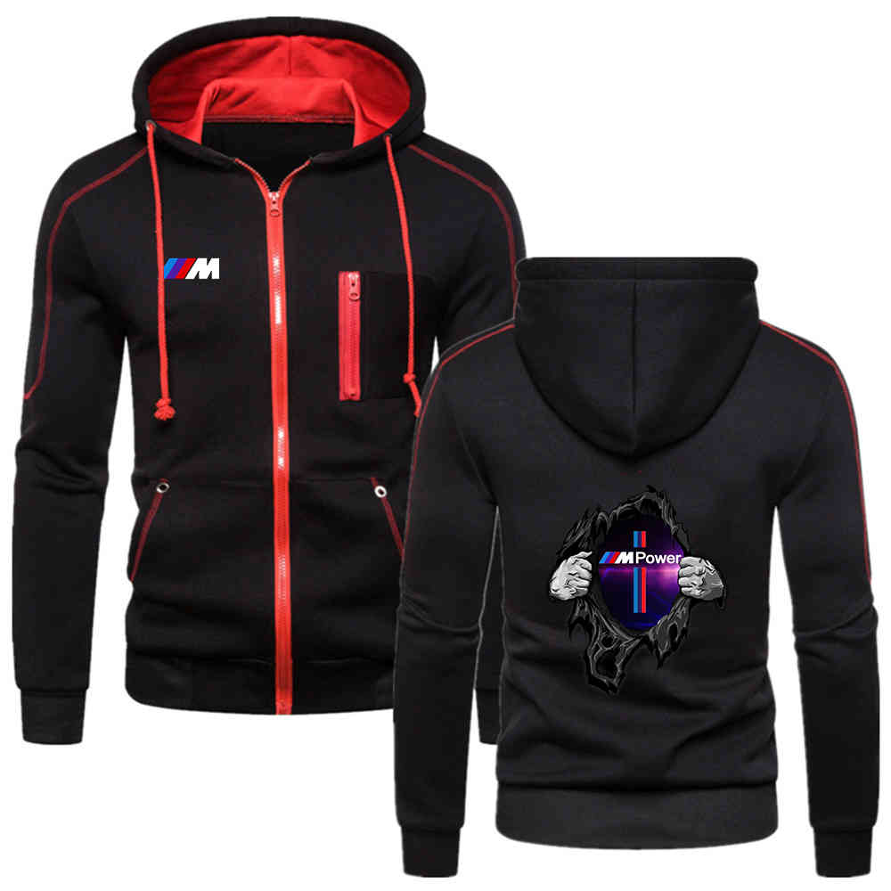 

2021 Men' Bmw Power Printed Popular Hoodie Spring and Autumn Sweatshirt Zip Jumper Pullover Fashion Slim Fit Outwear