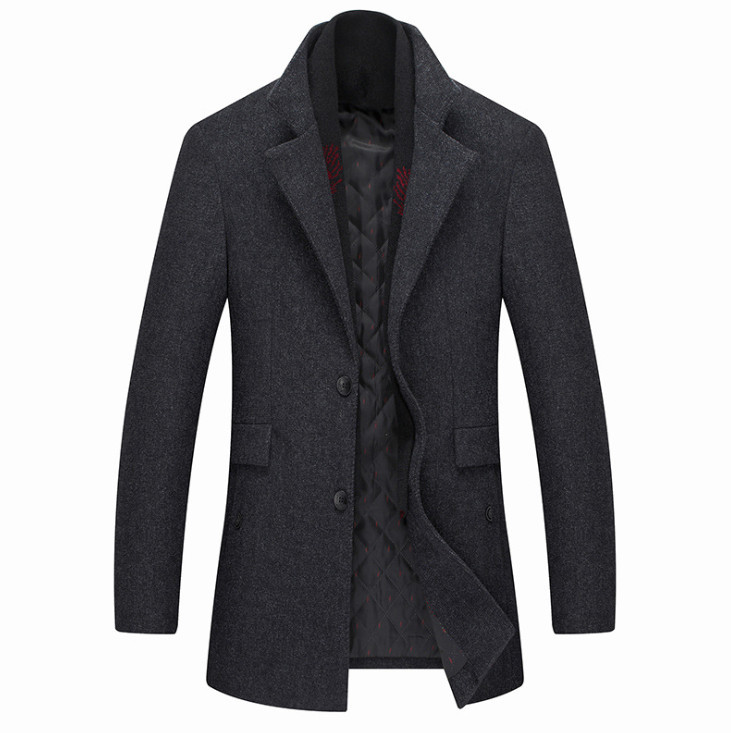 

2021 New Fashion Winter Wool Slim Fit Jackets Mens Pure Color Casual Warm Outerwear Jacket and Men Pea Coat Sy8s, Wine red
