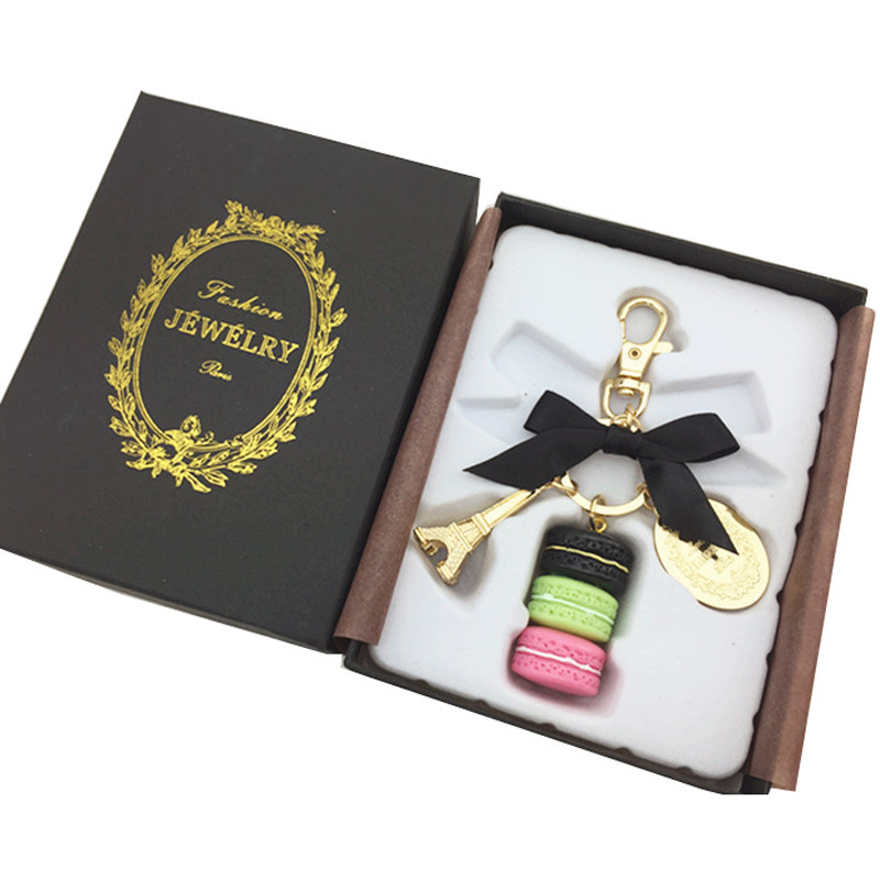

Alloy Gold Plated France LADUREE Macaroon Macaron Effiel Tower Keychain Fashion Keyring Key Chain bag charm fashion accessories w gift box