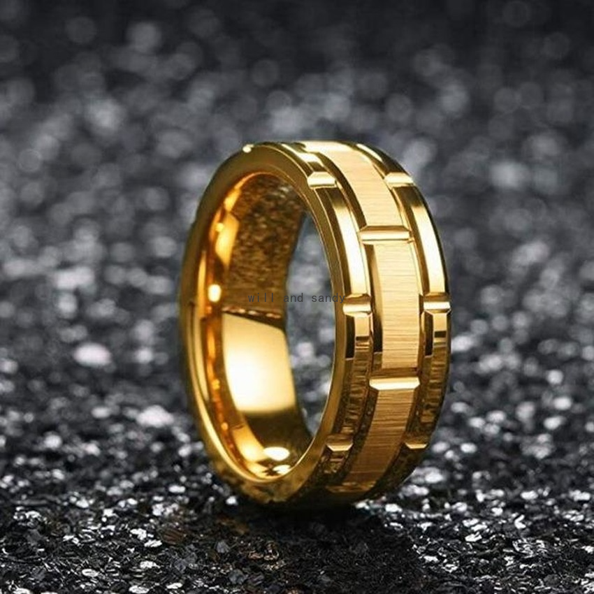 

Groove Ring Band Finger Stainless Steel Gold Hiphop Wedding Bands Women Men Fashion Jewelry Will and Sandy