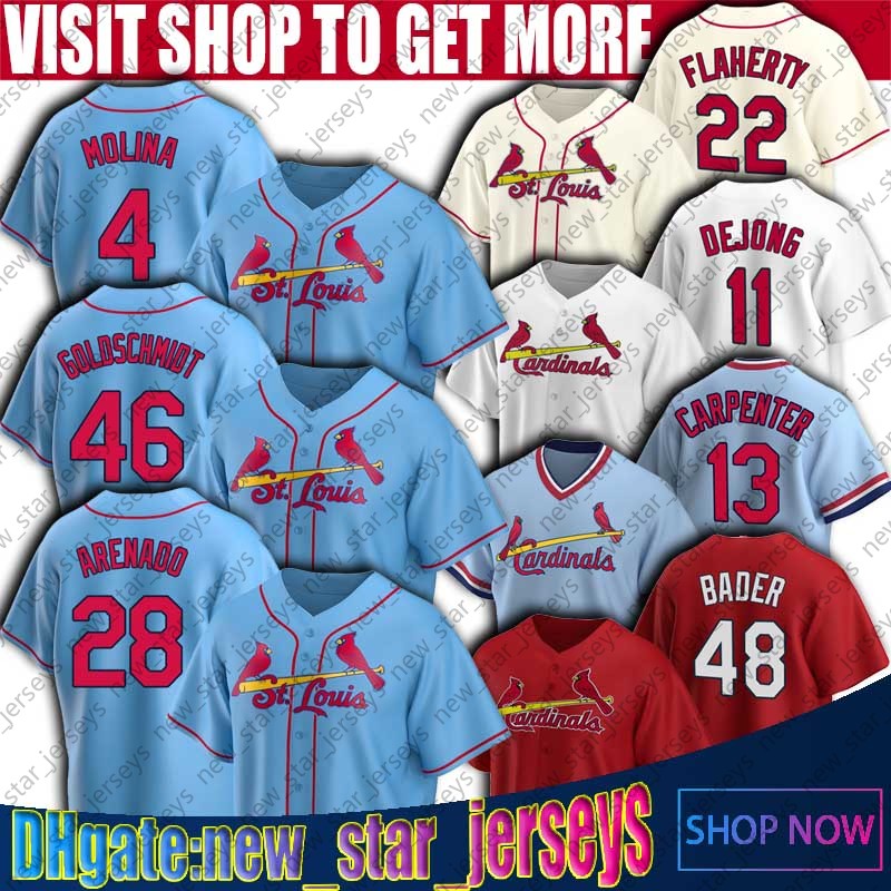 

St Cardinal Louis 28 Nolan Arenado 46 Paul Goldschmidt jersey Yadier Molina Harrison Bader Jack Flaherty jerseys Paul DeJong Matt Carpenter, Man custom jersey (hq)