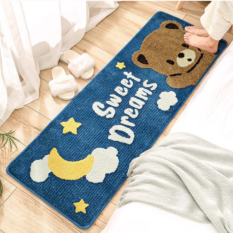 

Carpets Thick Flocking Bedroom Long Rug Bedside Tatami Soft And Comfortable Foot Mats Non-slip Absorbent Bath Mat Cute Floor Carpet