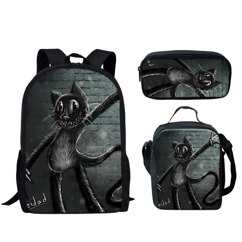 

Backpack Cartoon Smile Cat Customized Men's Set 3D Print Student School Bag Teens Boys Girl Lunch Bags Children Shoulder, Dz03-5