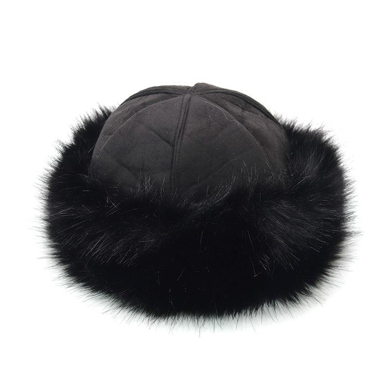 

Stingy Brim Hats Women Hat Fur Warm Female Luxury Cap Faux Winter Bucket For Men And Outdoor Plus Velvet Thick, White