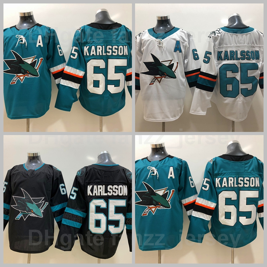 

Men San Jose Sharks 65 Erik Karlsson Jersey Ice Hockey Reverse Retro Team Away Color Green Black White Embroidery And Sewing Sports Breathable, Black;red