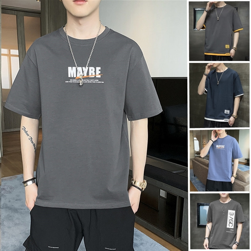 2021 new summer short t-shirt men&#039;s student Top Men&#039;s cotton half sleeve fashion T-shirt trend-image-705952163