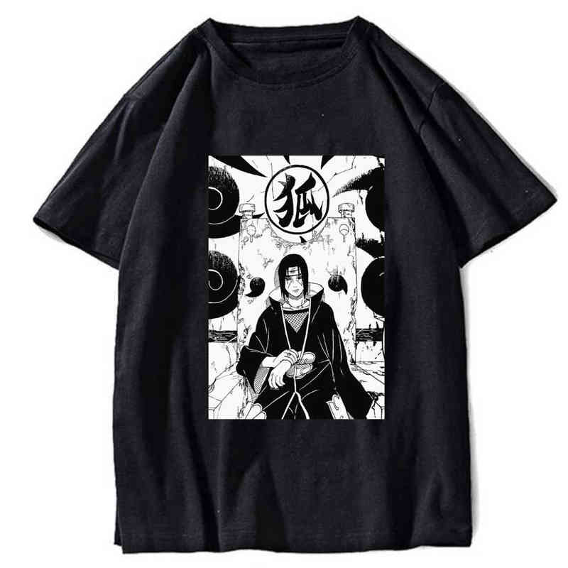 

2020 Hip Hop T Shirt Japanese Harajuku anime itachi T-Shirt Streetwear Summer Tops Tees Cotton Tshirt Oversized HipHop G1203, White1