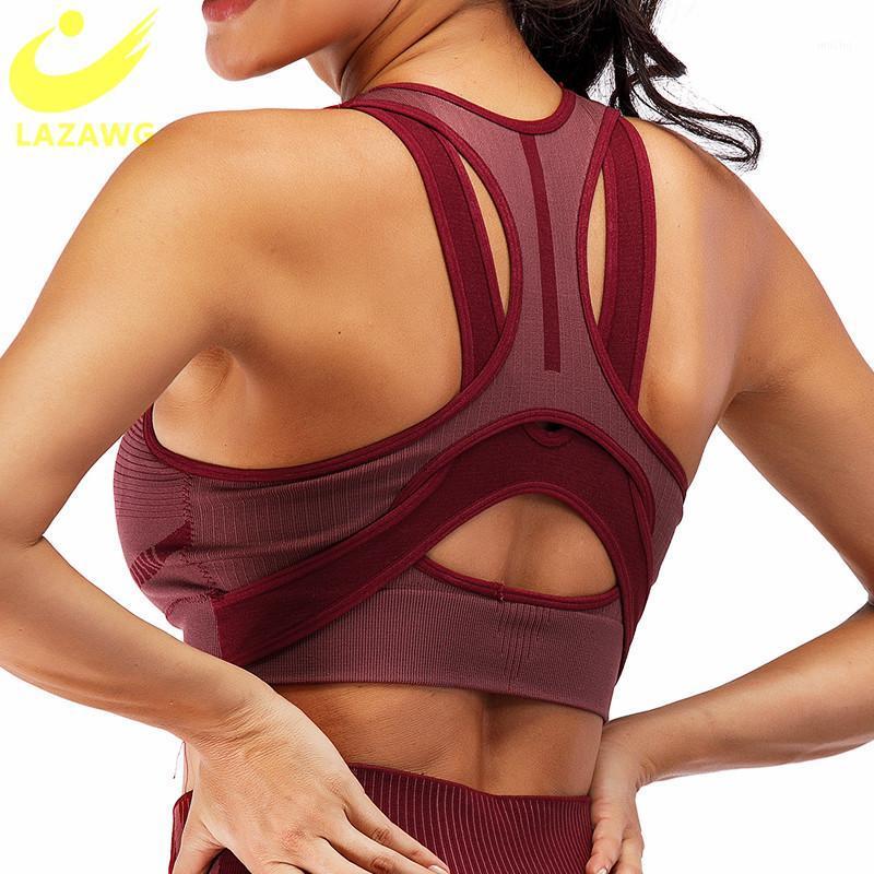 

Women Sport Bras Sexy Seamless Fitness Yoga Shirts Shockproof Push Up Gym Coess Back Active Wear Sportwear Crop Tops Outfit, Blue