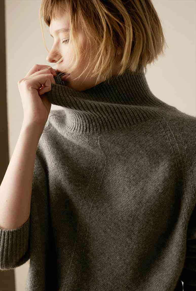 

e invierno nuevo suter de women sweater cachemira mujer cuello alto suelto grueso prrafo corto camiseta punto, White;black