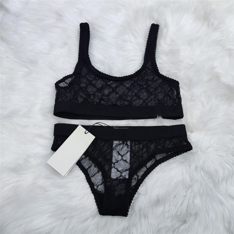 

Classic Letter Lace Bra Set Designer Underwear Lingerie Suit Embroidery Panty Breathable Soft Bras Knickers 2 Piece, As pic