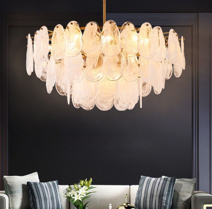 

French crystal chandeliers lighting Lamps living room white texture villa modern light luxury dining decorative lights