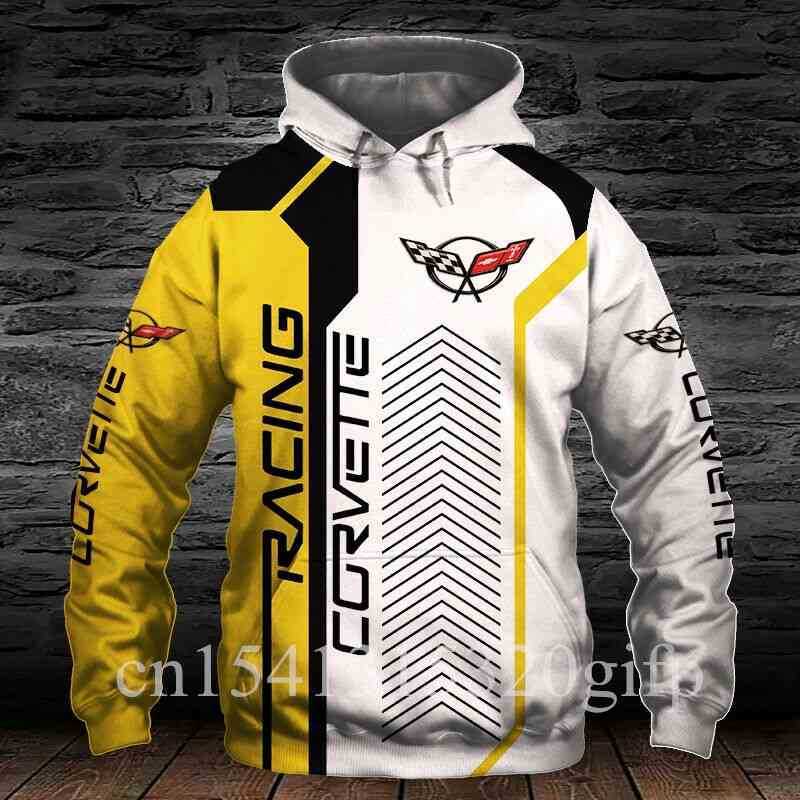 

Spring&Summer New Corvette Hoodie Oversized Sweatshirt High Quality 3D Printed Streetwear Harajuku Men's Clothing Top, White