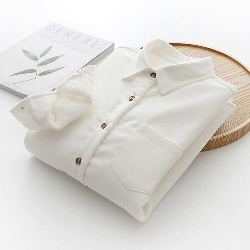 

2021 New Thick Veet Shirts Womens Corduroy Blosues and Tops Long Sleeve Winter Keep Warm Female Clothes Outwear Solid Color Bq5m, Yellow