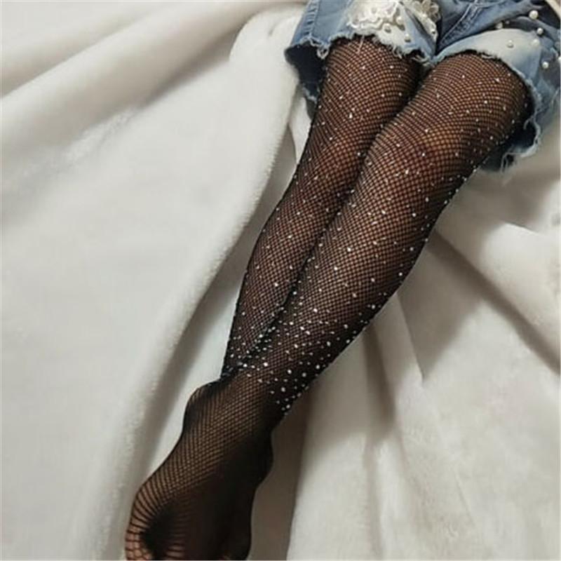 

Leggings & Tights Toddler Girls Fashion Fishnet Hollow Bling Children Stretch Elastic Mesh Crystals Girl Stockings Solid Pantyhose, Blue