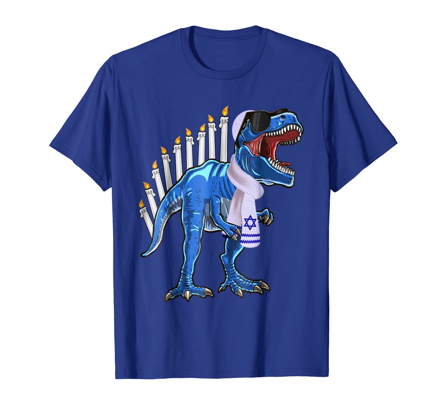 

Menorasaurus Rex Shirt T Rex Dinosaur Hanukkah Gift for Boys, White;black