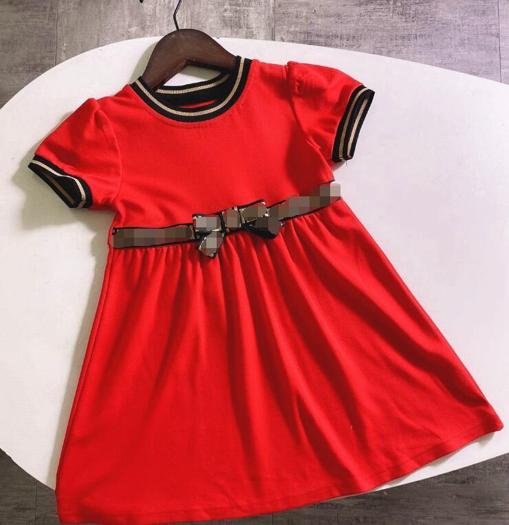 

Designer Girl's Dresses Letter F F Kids Bow Cute Dresses Elegant Short Sleeve Skirt Luxury Baby Girl's Clothing Lace Princess Dress, Red