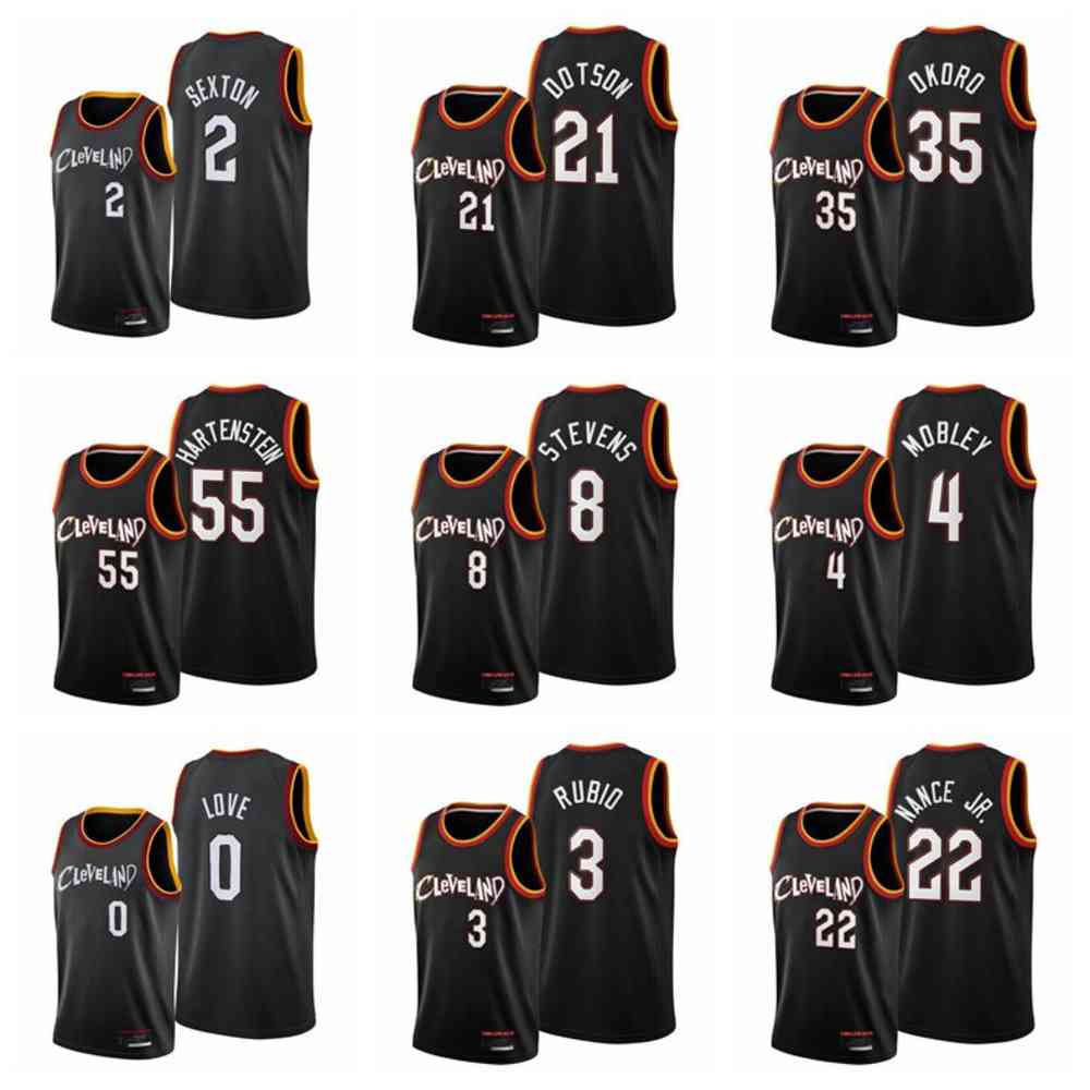 

Cleveland's Cavaliers's Collin Sexton Basketball Jersey Evan Mobley Ricky Rubio Jarrett Allen Isaac Okoro Cedi Osman jersety 2021-22 75TH Black Men Youth Kid S-XXXL, As photo