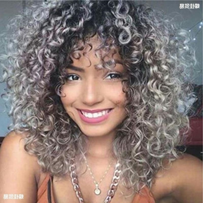 

of Full women's set curly temperament grey Curly Black headdress grandma Wool Women's Short Wig, Black + hairnet